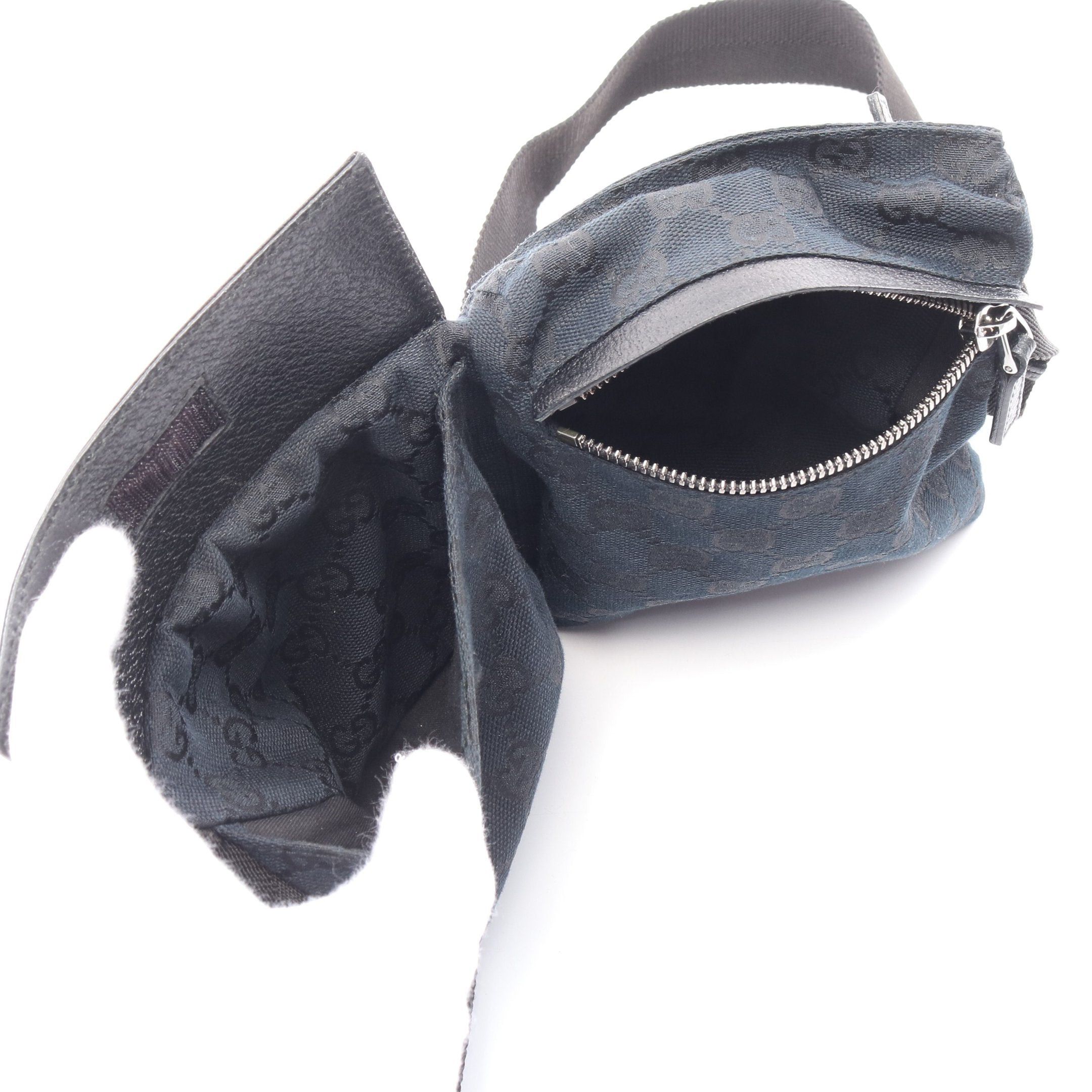 Gucci Gucci Gg Canvas Body Bag Waist Leather Black Size ONE SIZE - 3 Thumbnail