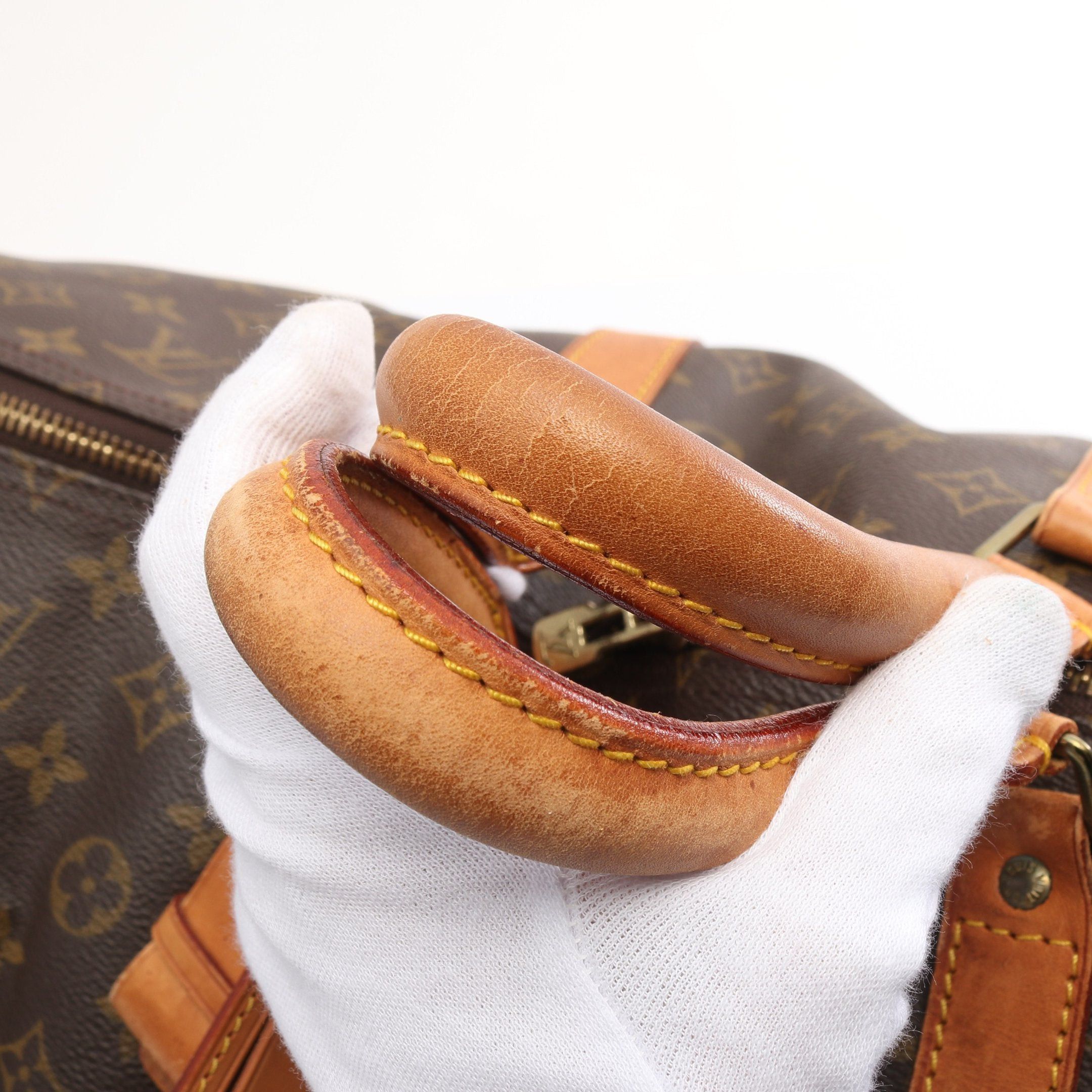 Louis Vuitton Louis Vuitton Keepall 55 Monogram Boston Bag Leather Brown Size ONE SIZE - 8 Thumbnail