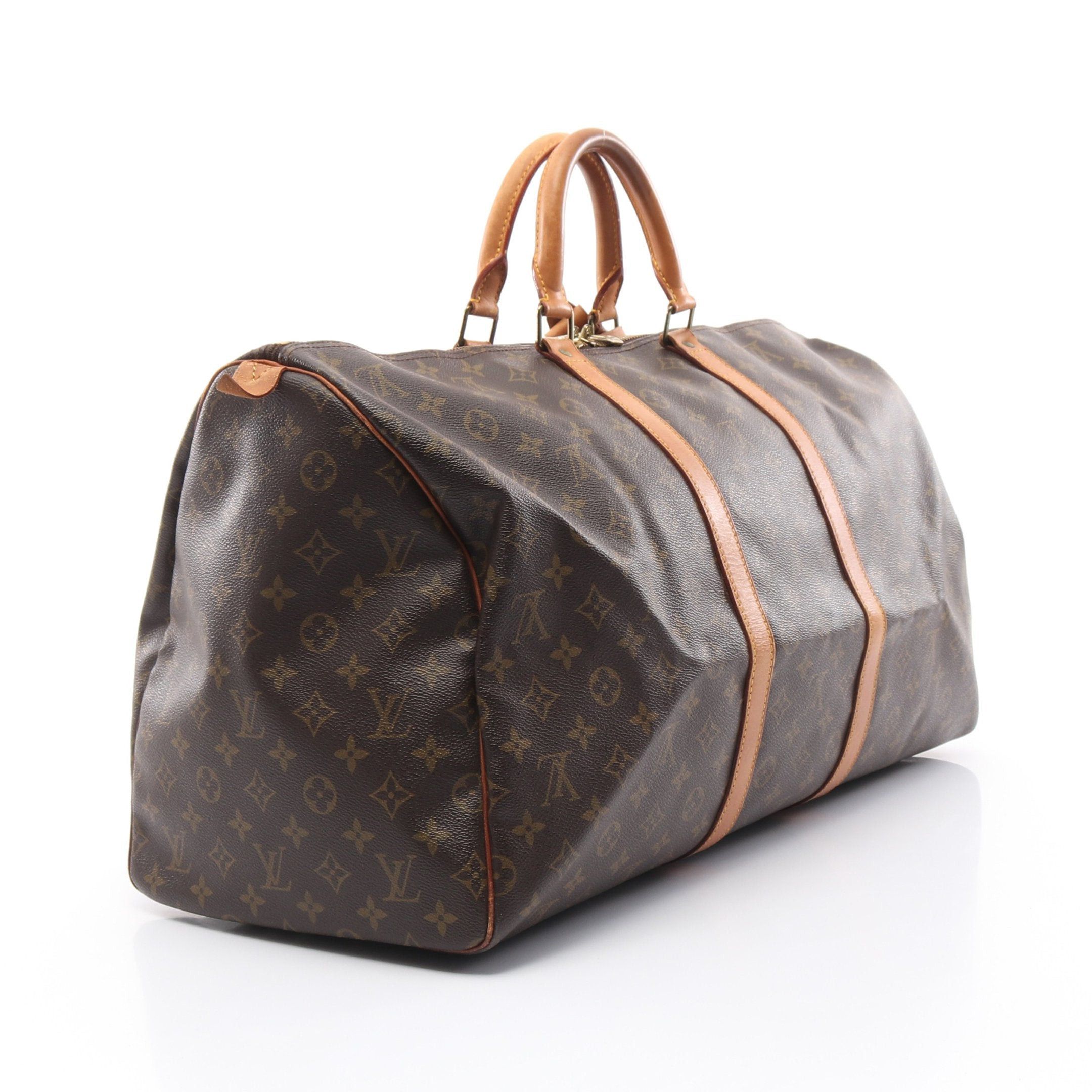 Louis Vuitton Louis Vuitton Keepall 55 Monogram Boston Bag Leather Brown Size ONE SIZE - 2 Thumbnail