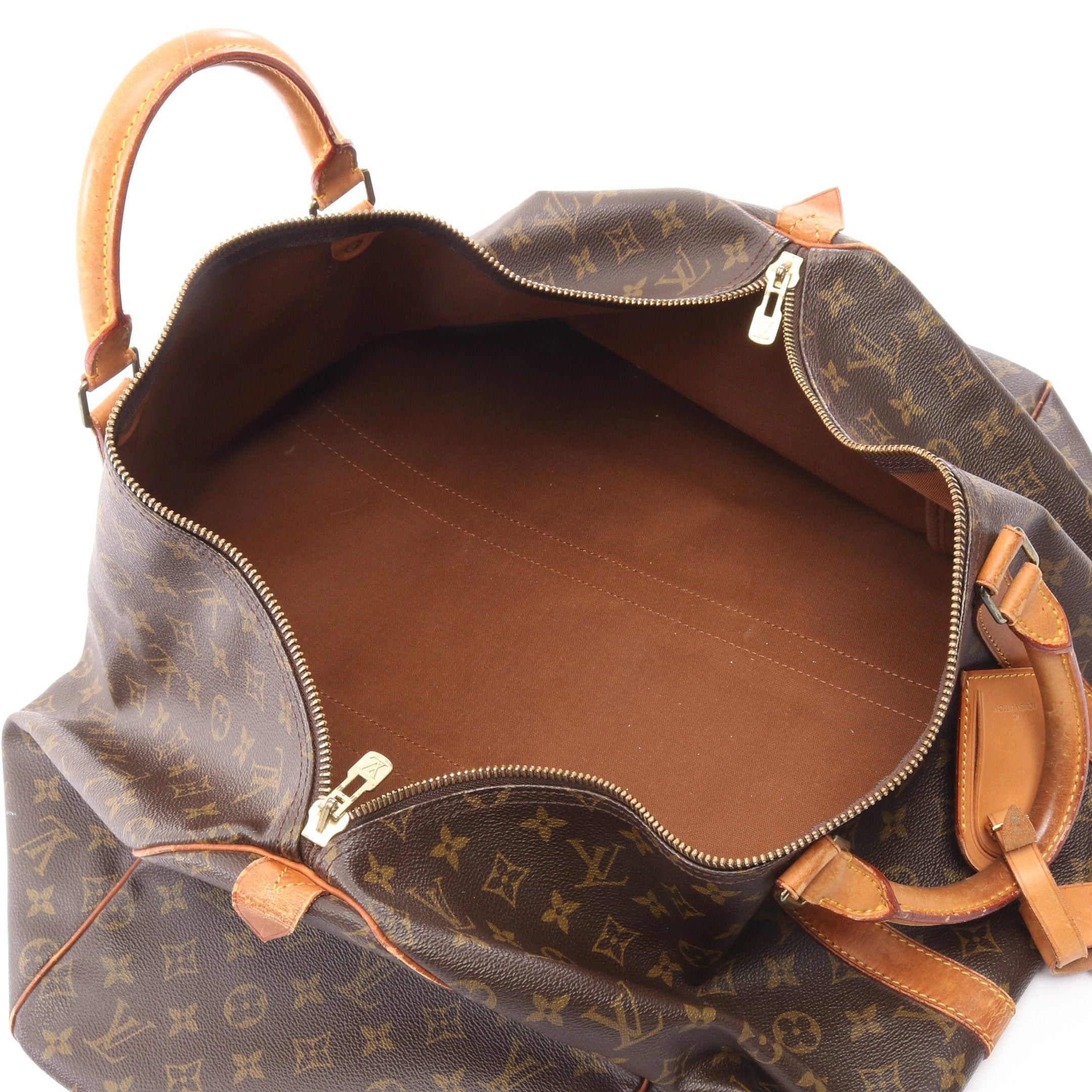 Louis Vuitton Louis Vuitton Keepall 55 Monogram Boston Bag Leather Brown Size ONE SIZE - 3 Thumbnail