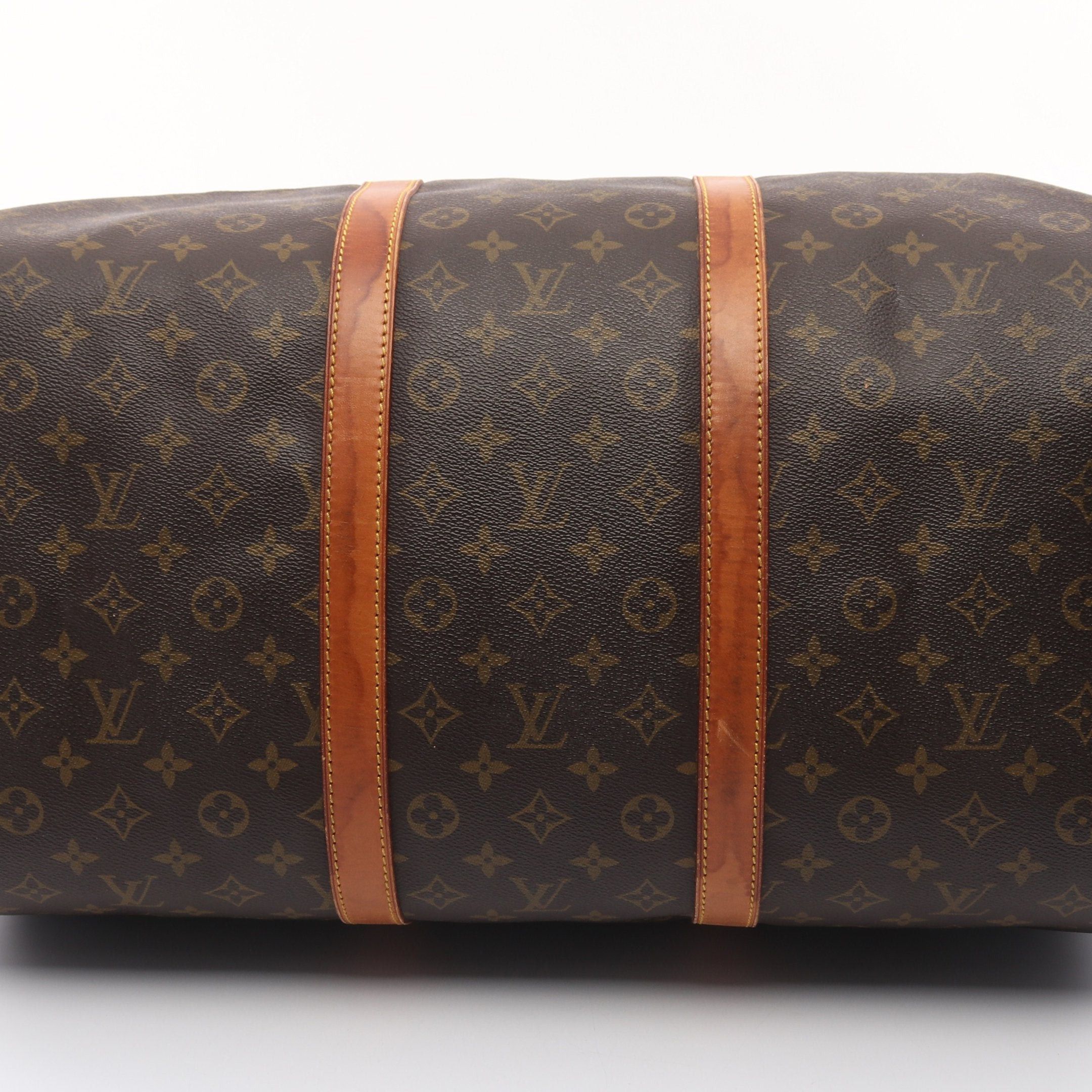 Louis Vuitton Louis Vuitton Keepall 55 Monogram Boston Bag Leather Brown Size ONE SIZE - 11 Thumbnail