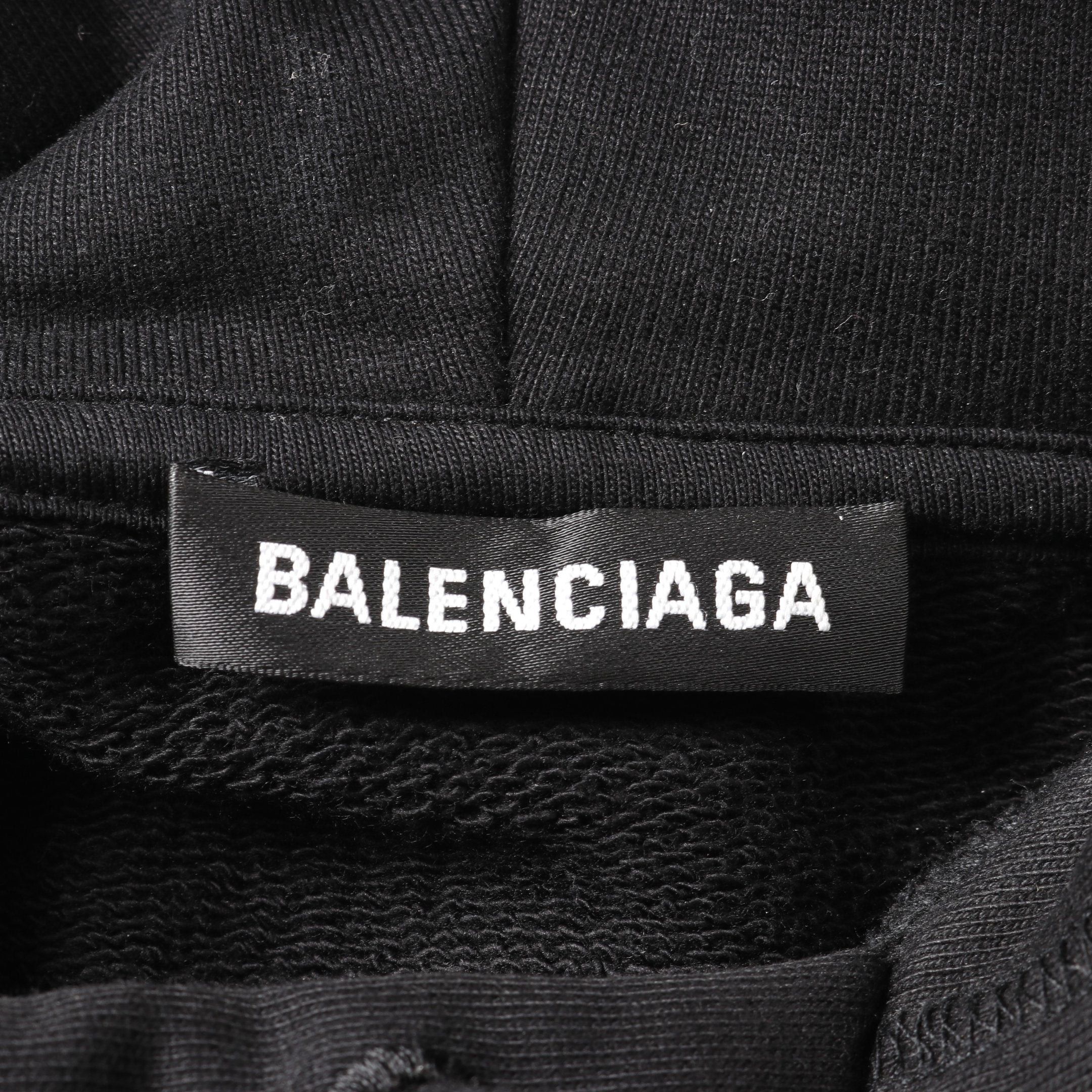 Balenciaga Balenciaga Back Logo Pullover Hoodie Cotton Black Size ONE SIZE - 3 Thumbnail