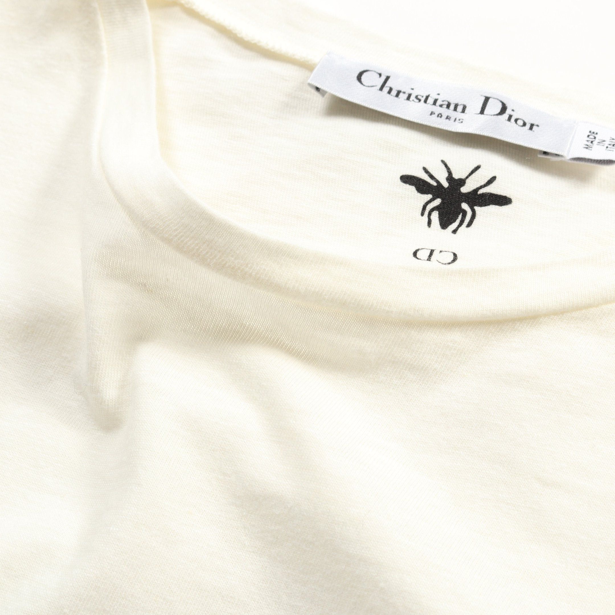 Dior Dior T-Shirt Crew Neck Cotton Linen Off White Black Size ONE SIZE - 5 Thumbnail