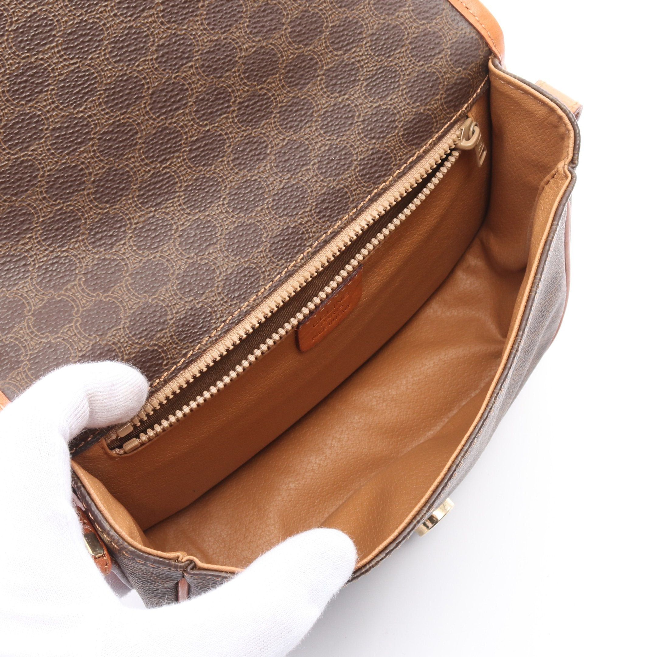 Celine Celine Macadam Shoulder Bag Leather Dark Brown Size ONE SIZE - 3 Thumbnail