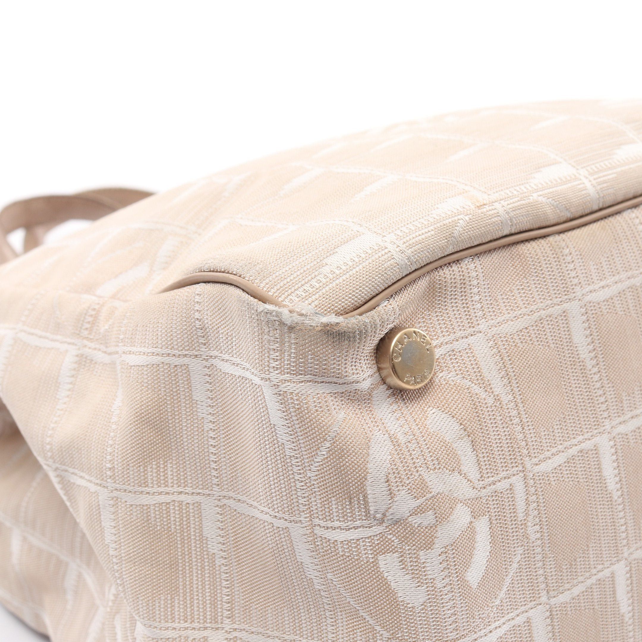 Chanel Chanel New Travel Line Mm Handbag Tote Bag Nylon Canvas Leather Beige Gold Hardware Size ONE SIZE - 6 Thumbnail
