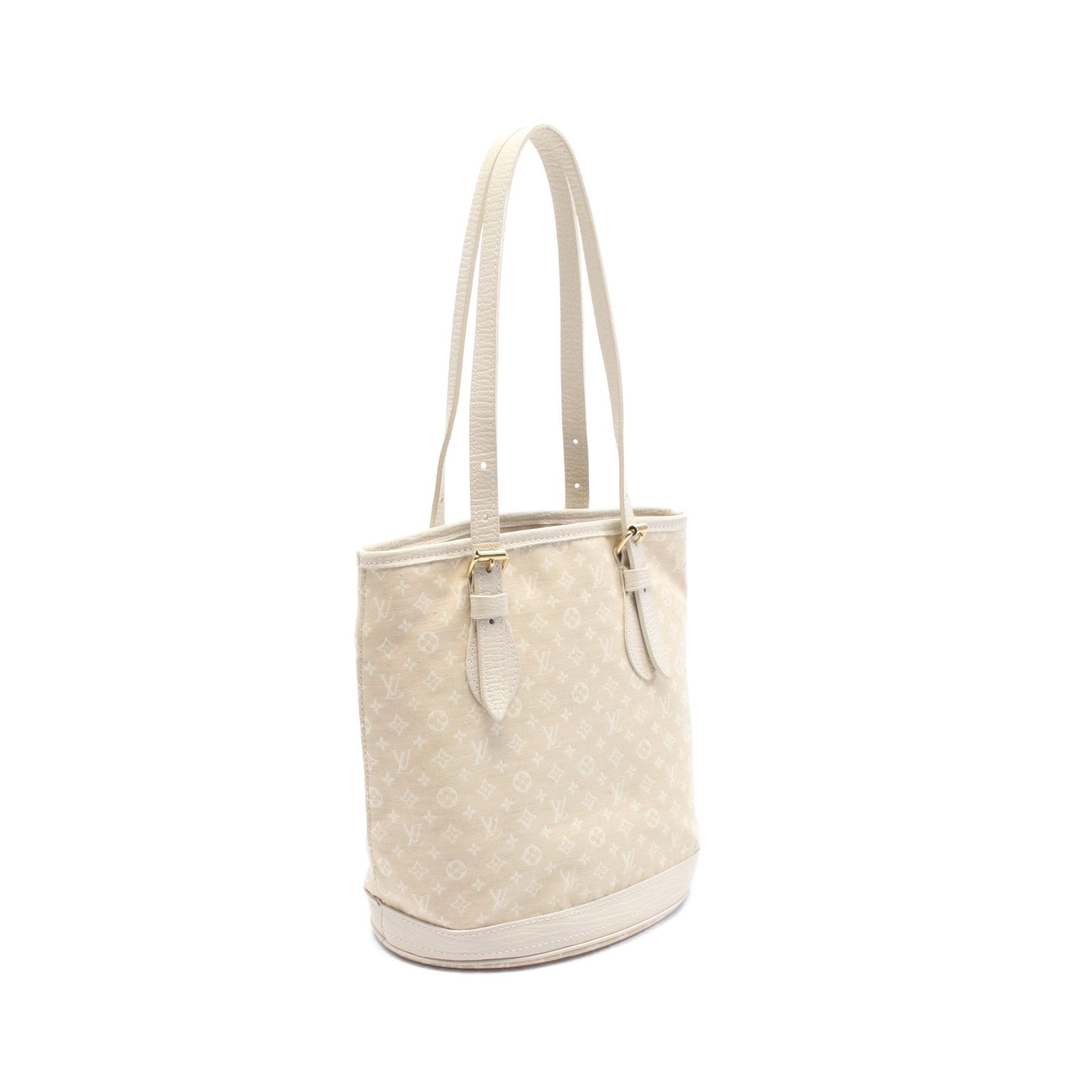 Louis Vuitton Louis Vuitton Bucket Pm Monogram Mini Run Dune Handbag Canvas Leather Ivory Size ONE SIZE - 2 Thumbnail