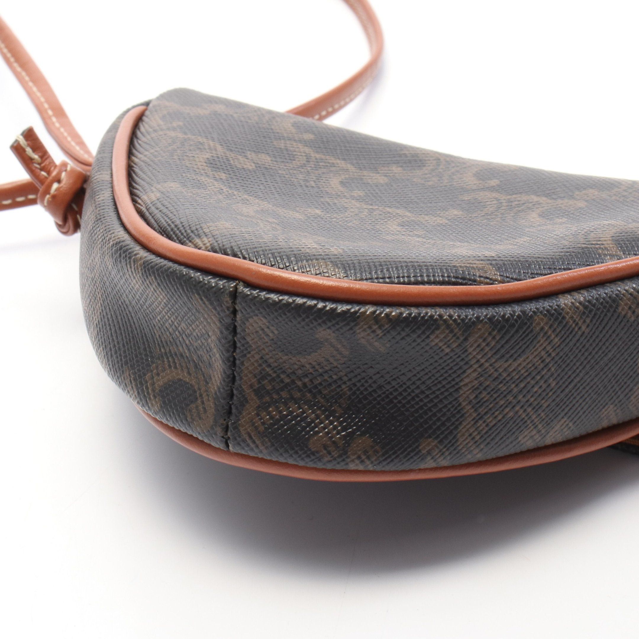 Celine Celine Triomphe Triangle Mini Shoulder Bag Leather Dark Brown Size ONE SIZE - 5 Thumbnail