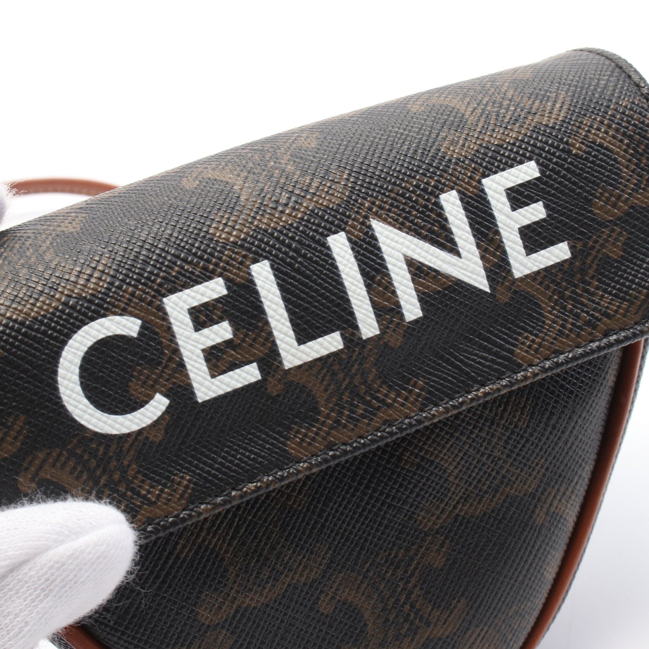 Celine Celine Triomphe Triangle Mini Shoulder Bag Leather Dark Brown Size ONE SIZE - 4 Thumbnail