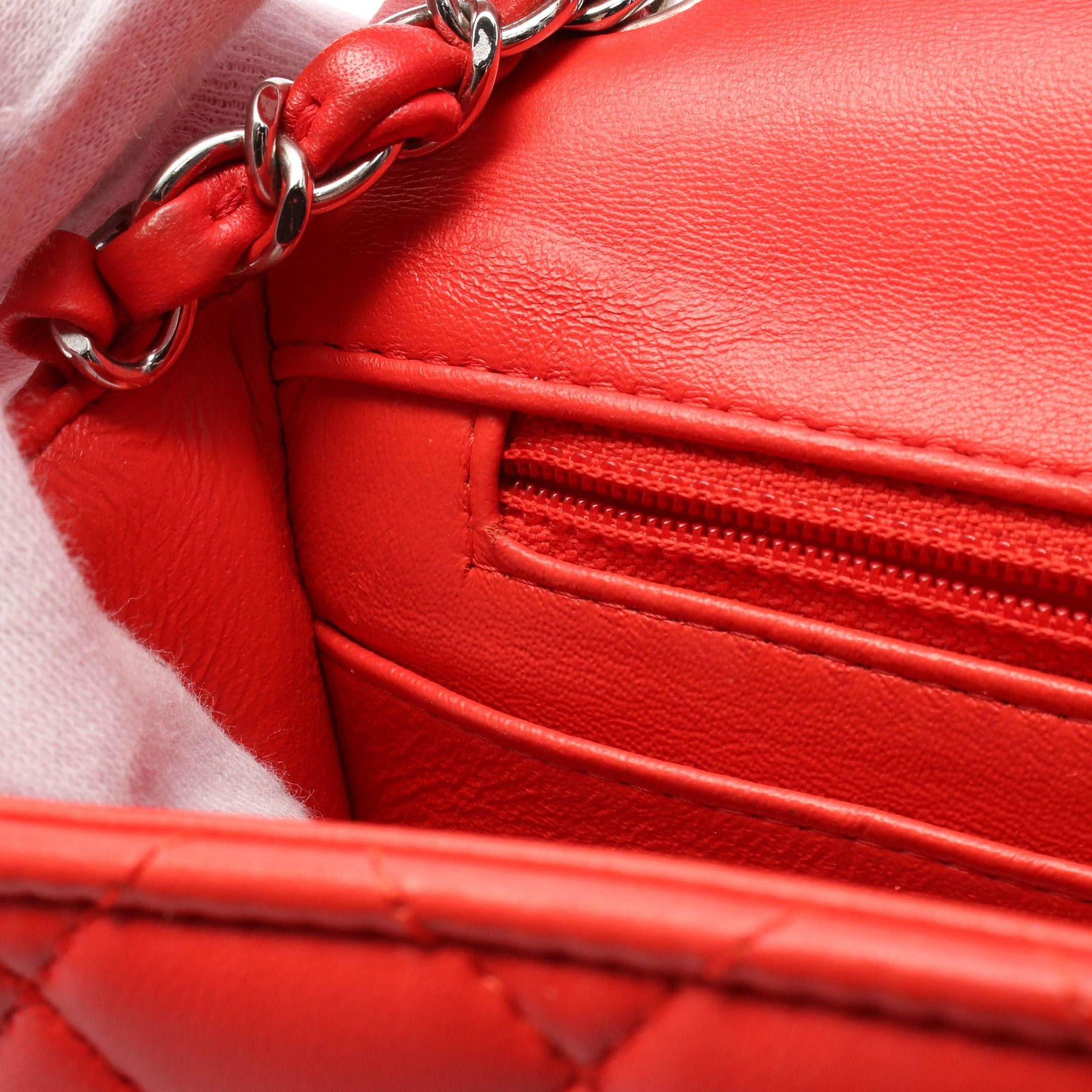 Chanel Chanel Mini Matelasse Chain Shoulder Bag Leather Red Silver Hardware Size ONE SIZE - 8 Thumbnail