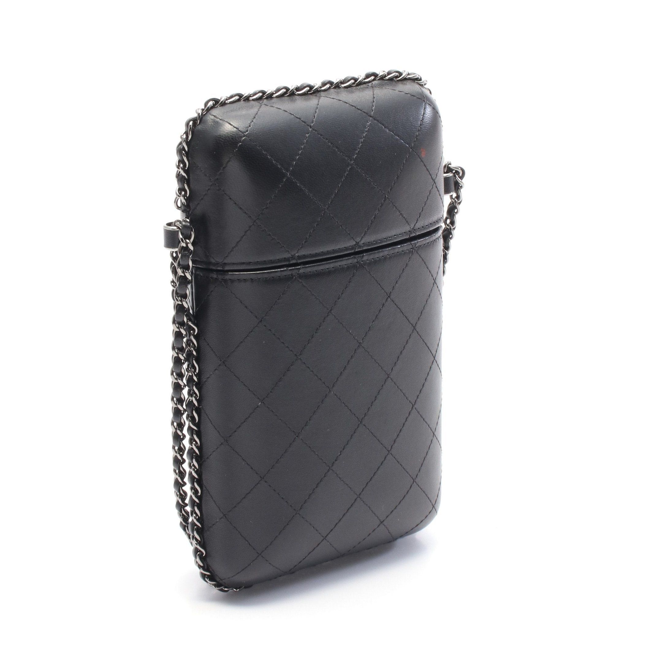 Chanel Chanel Matelasse Chain Phone Holder Shoulder Bag Leather Black Silver Hardware Size ONE SIZE - 2 Thumbnail