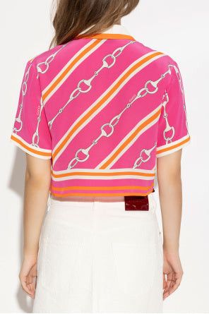 Gucci Gucci Horsebit Stripe Print Silk Shirt SIZE 38 Size ONE SIZE - 3 Thumbnail