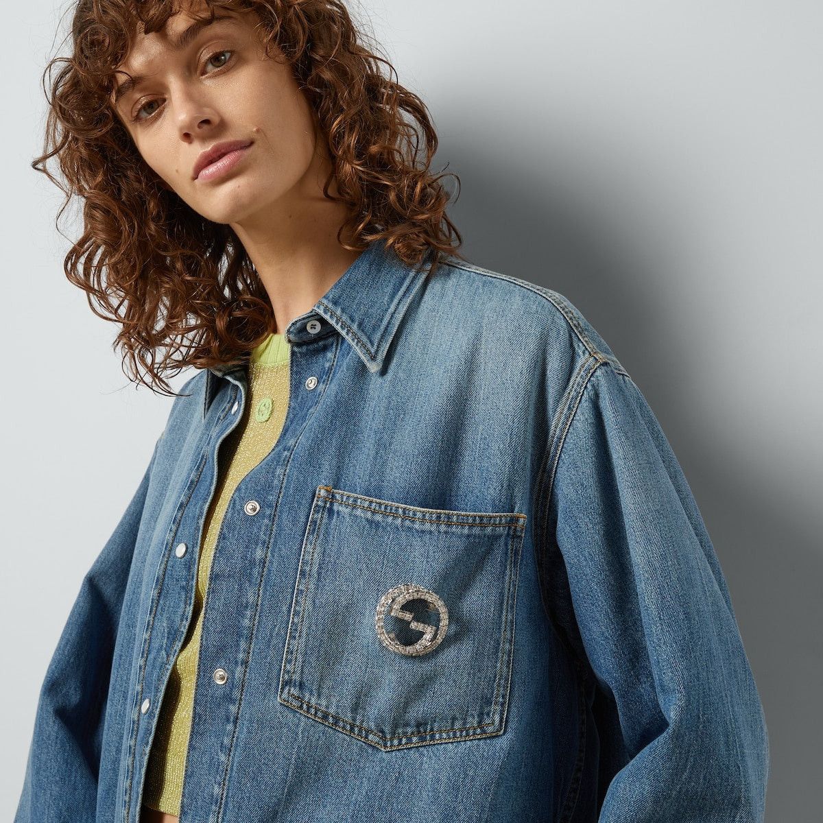 Gucci Gucci Washed Organic Denim Shirt SIZE 40 Size ONE SIZE - 3 Thumbnail
