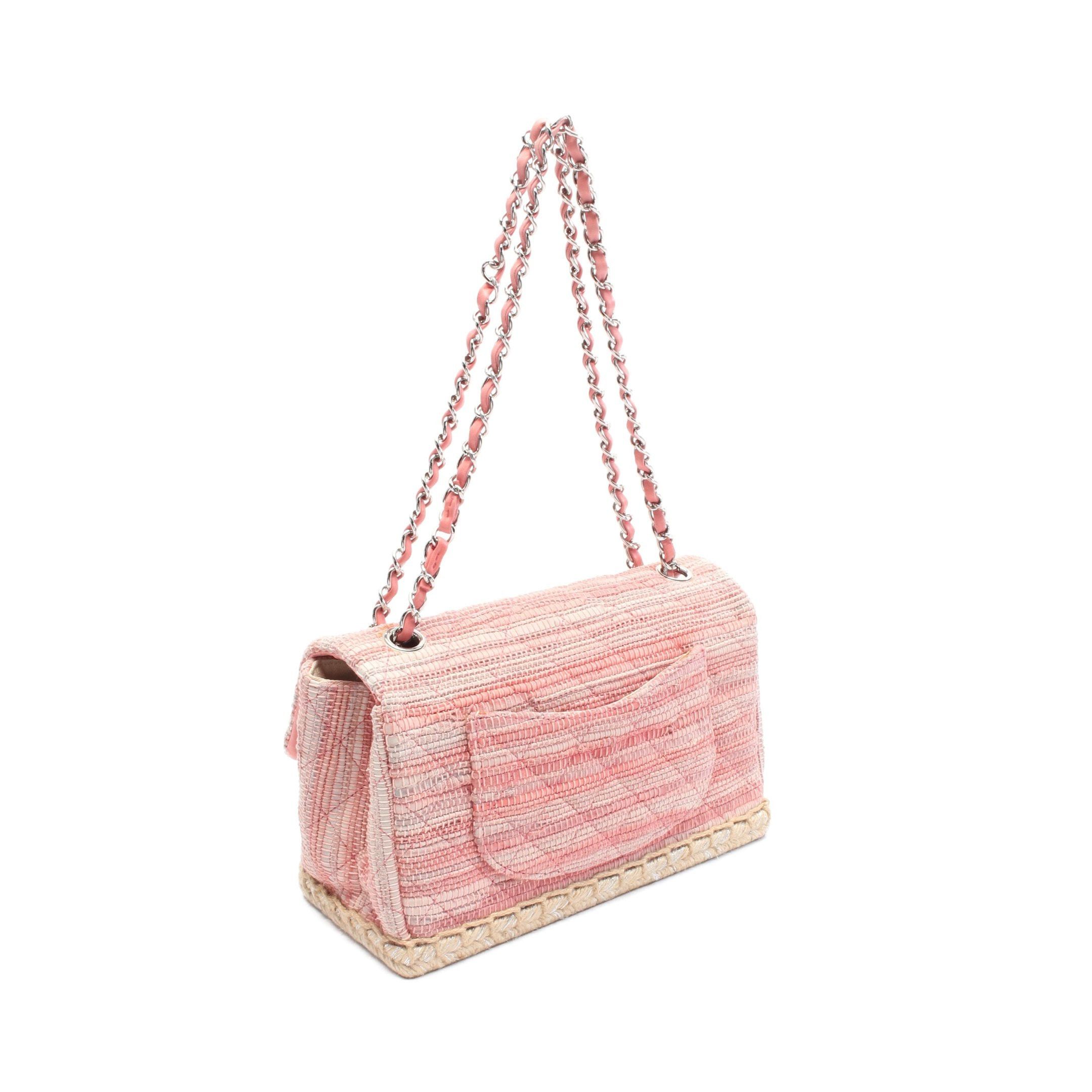 Chanel Chanel Matelasse Espadrilles Chain Shoulder Bag Leather Jute Rubber Pink Beige Silver Hardware Size ONE SIZE - 2 Thumbnail