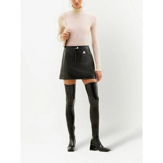 Courreges COURREGES Women Mid Skirts PERCJU001VY 0014 9999 BLACK Size 26" / US 2 / IT 38 - 2 Thumbnail