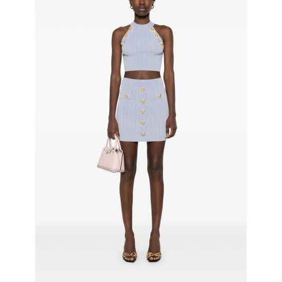 Balmain BALMAIN Women Mid Skirts EF1LB290 KB07 6AC BLUE Size 28" / US 6 / IT 42 - 3 Thumbnail