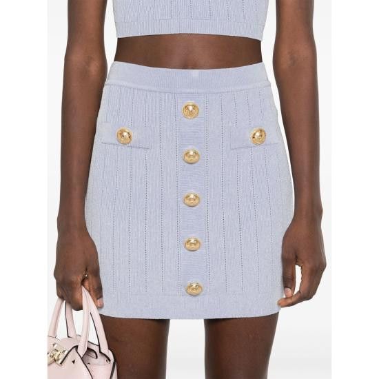 スカート BALMAIN Women Skirts EF1LB290KB07 6AC Blue Balmain BALMAIN Women Mid Skirts EF1LB290 KB07 6AC BLUE