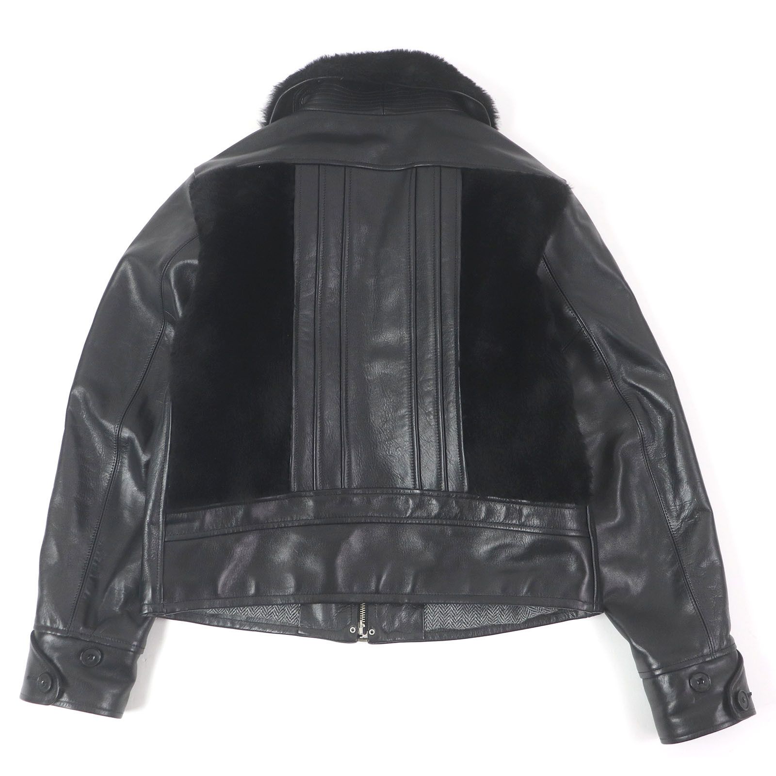 Other Other Dappers 1141 Shawl Collar Grizzly Jacket Horsehide Mouton Jacket Leather Outerwear 1141 Size ONE SIZE - 4 Thumbnail