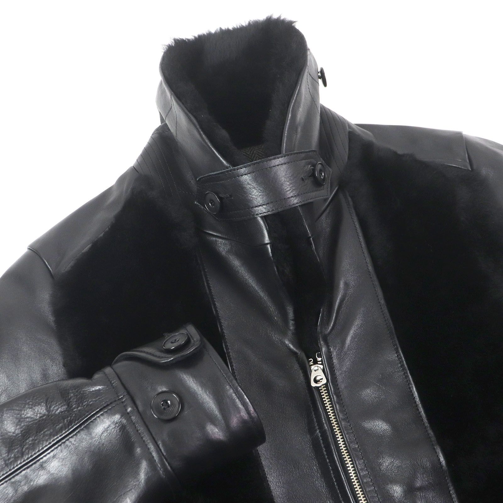 Other Other Dappers 1141 Shawl Collar Grizzly Jacket Horsehide Mouton Jacket Leather Outerwear 1141 Size ONE SIZE - 2 Thumbnail