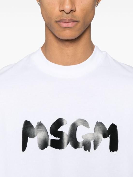 MSGM MSGM Men T-Shirts 3840MM105 25700201 White Size US M / EU 48-50 / 2 - 2 Thumbnail