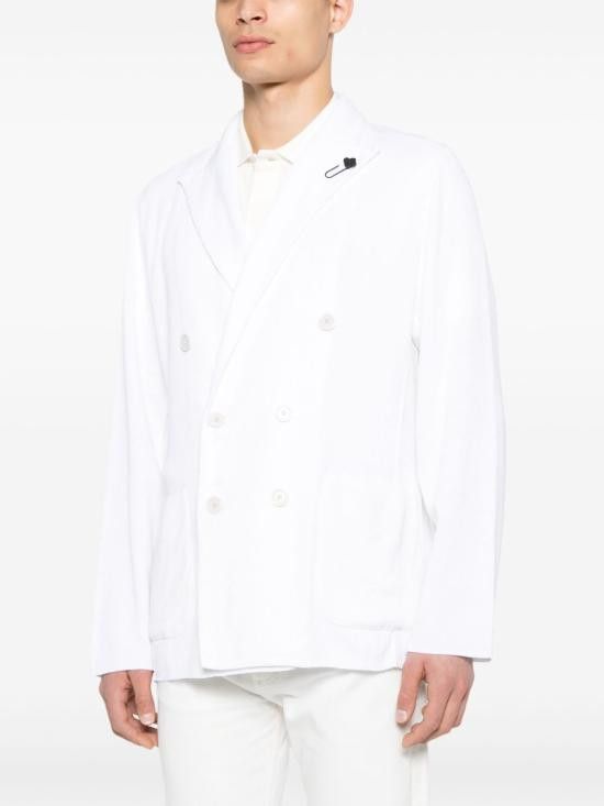 Lardini LARDINI Men Jacket ESLJM57 ES64005100 White Size US XL / EU 56 / 4 - 2 Thumbnail