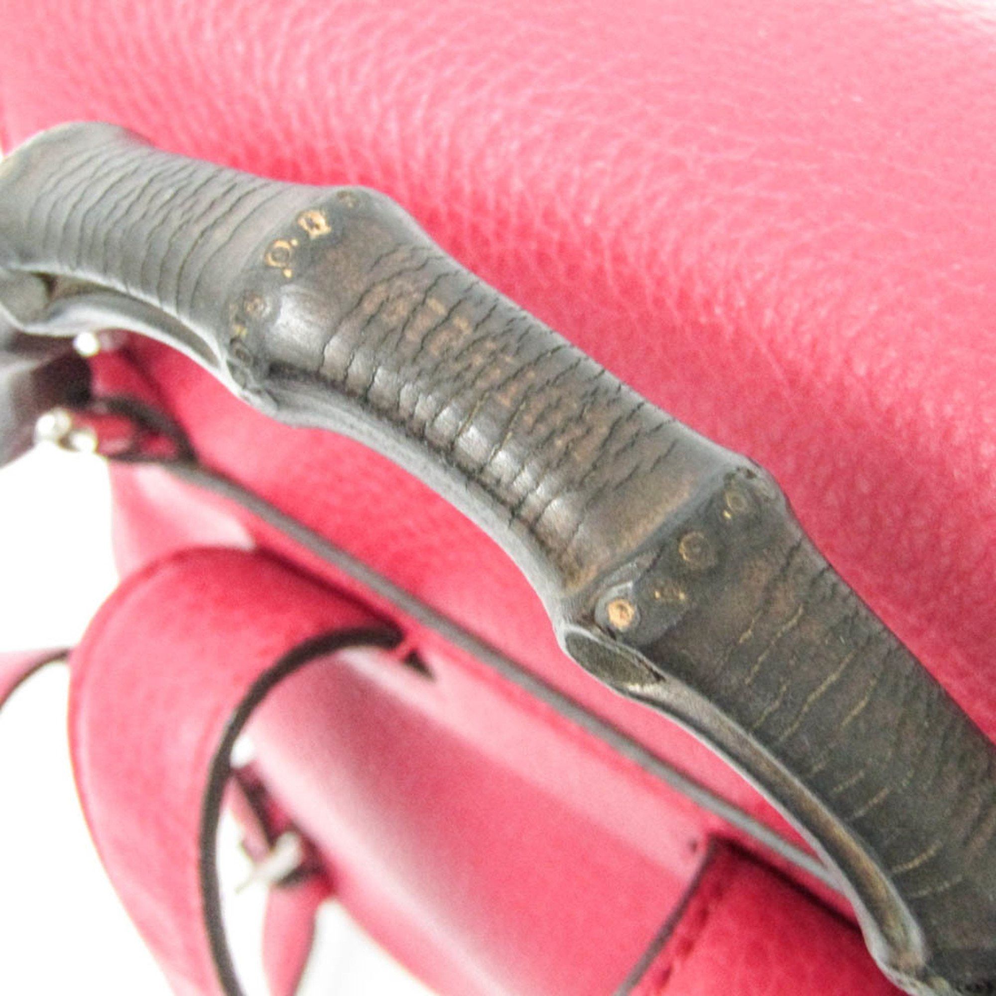 Gucci Gucci Bamboo 387149 Women's Leather,Bamboo Backpack Pink Red Size ONE SIZE - 12 Thumbnail