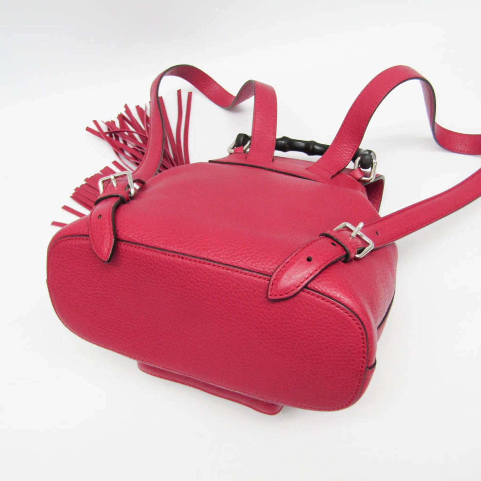 Gucci Gucci Bamboo 387149 Women's Leather,Bamboo Backpack Pink Red Size ONE SIZE - 4 Thumbnail