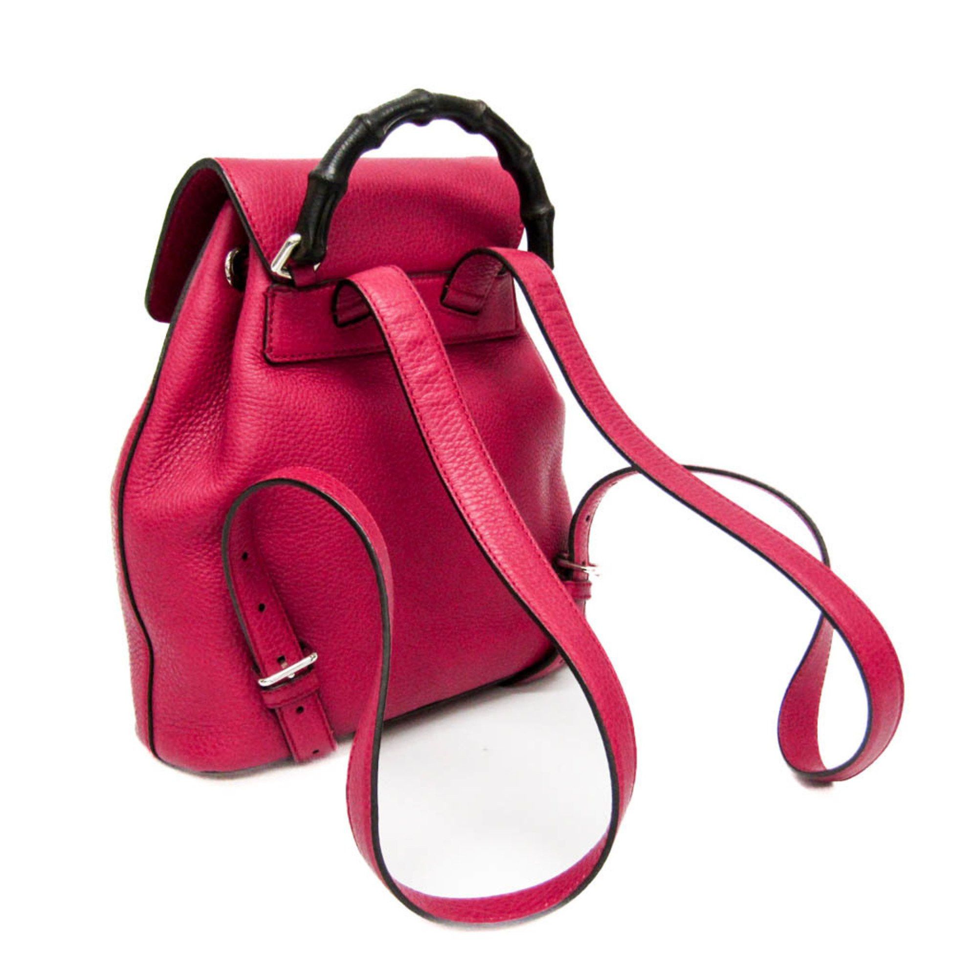 Gucci Gucci Bamboo 387149 Women's Leather,Bamboo Backpack Pink Red Size ONE SIZE - 2 Thumbnail