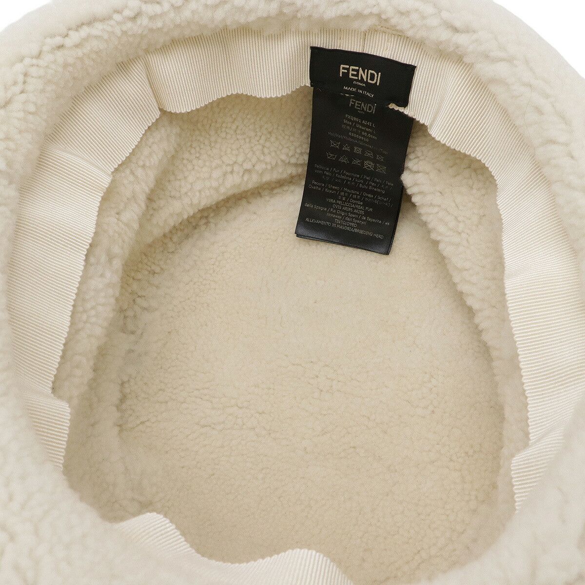 Fendi Fendi Fendi Logo Shearling Bucket Hat Sheepskin Hat Natural Material Hats DUTY FREE for USA Size ONE SIZE - 5 Thumbnail