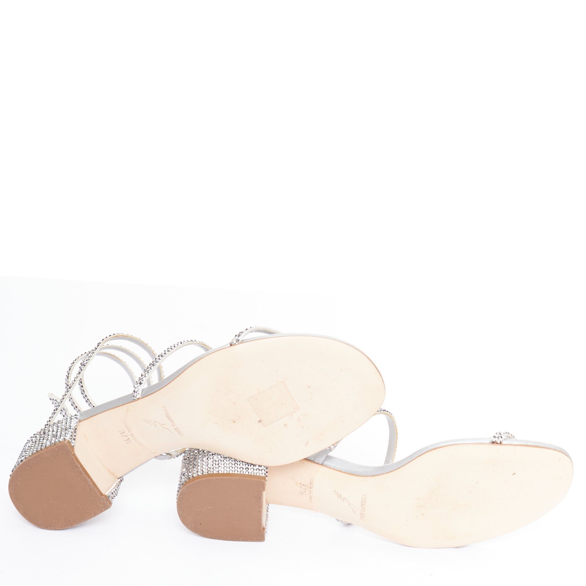 RENE CAOVILLA Cleo 45 silver strass crystal wrap around block