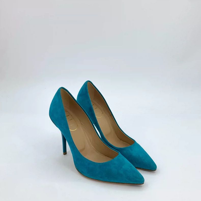 Roger Vivier Roger Vivier Blue Suede High Heels Size US 8 / IT 38 - 2 Thumbnail
