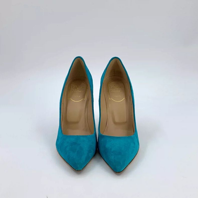 Roger Vivier Roger Vivier Blue Suede High Heels Size US 8 / IT 38 - 3 Thumbnail