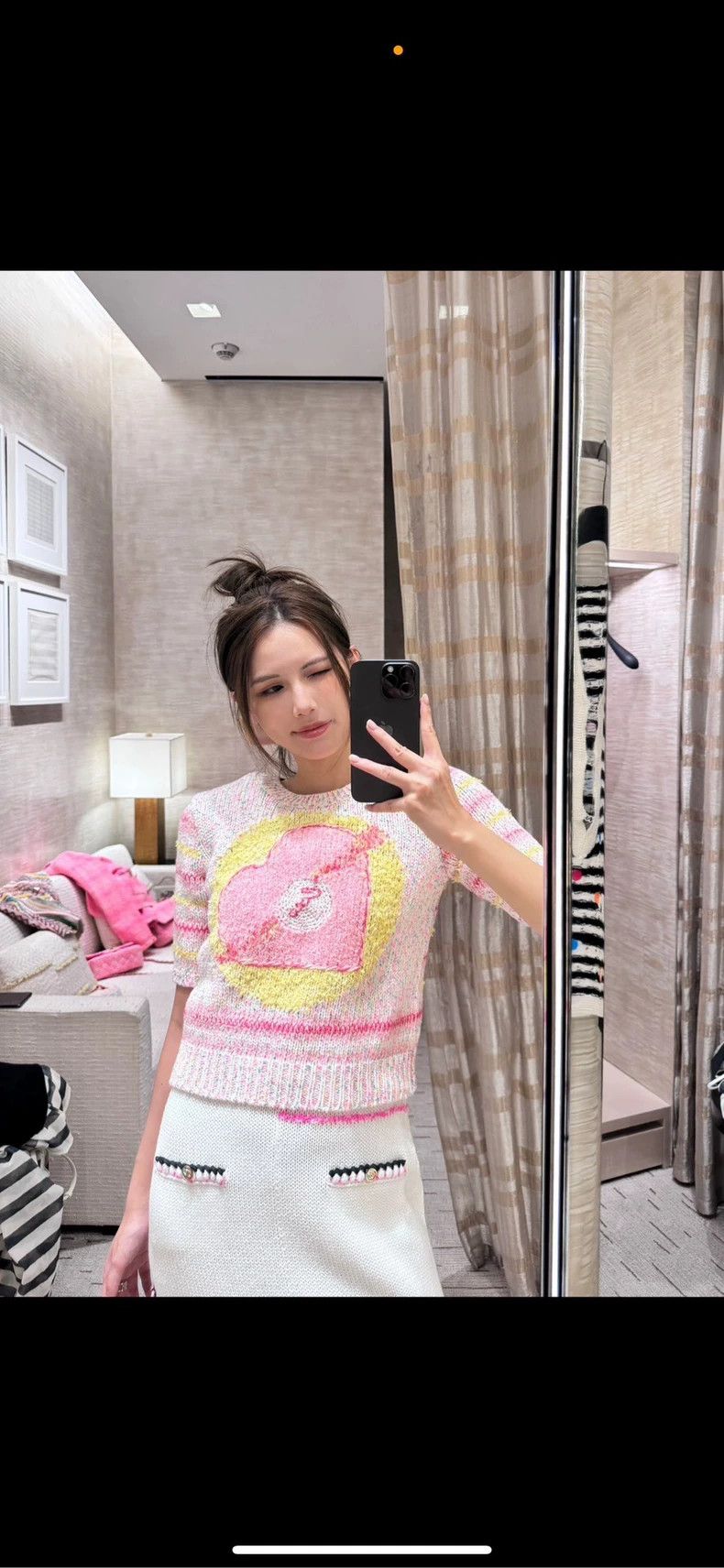 Chanel Chanel Pink Knit Short Sleeve Shirt- DMC Size US M / EU 48-50 / 2 - 5 Thumbnail
