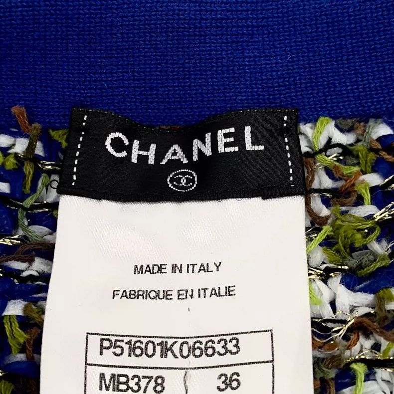 Chanel Chanel Blue Cotton Tweed Skirt Size XS- DMC Size 36" / US 14 / IT 50 - 5 Thumbnail