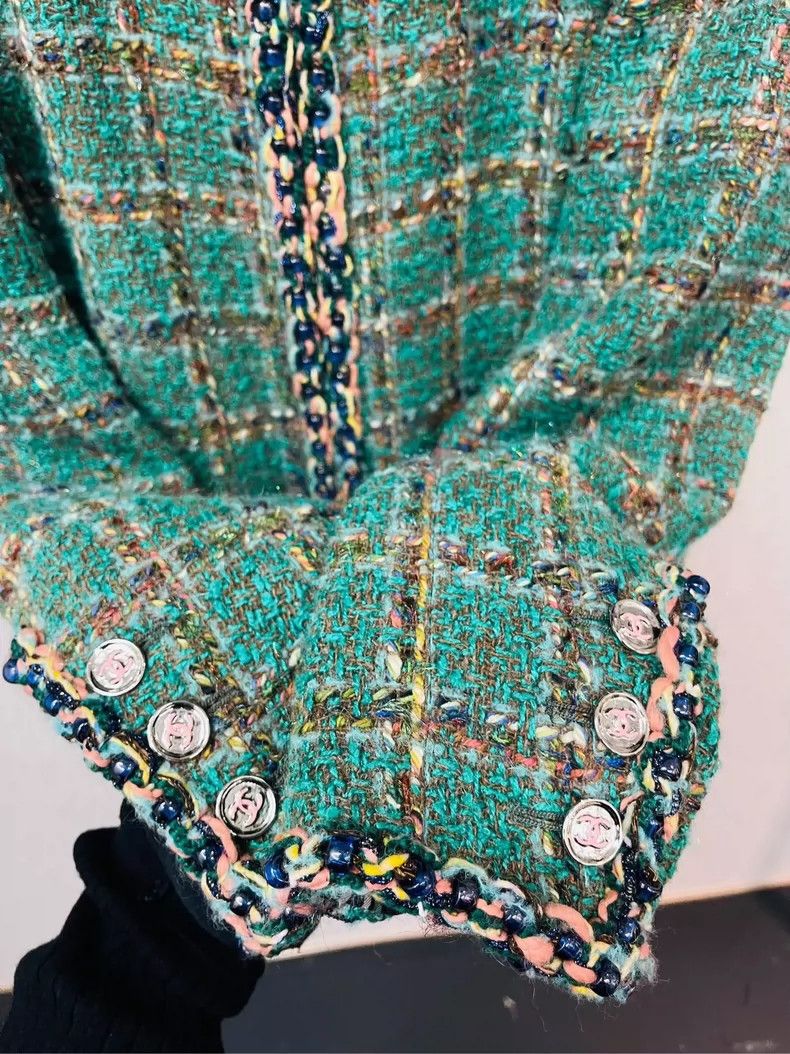 Chanel Chanel Green Soft Tweed Four Pocket Jacket- DMC Size US M / EU 48-50 / 2 - 2 Thumbnail