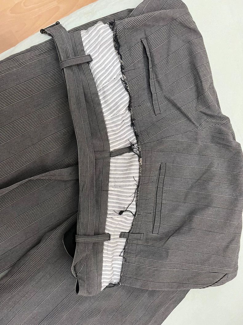 Ann Demeulemeester Stylish Striped Wide-Leg Pants for Modern Fashion- DMC Size US 26 / EU 42 - 4 Thumbnail