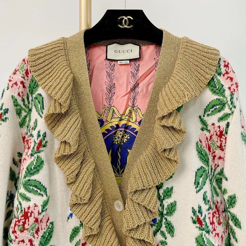 Gucci Gucci Floral Ruffled Wool Cardi Coat- DMC Size US M / EU 48-50 / 2 - 3 Thumbnail