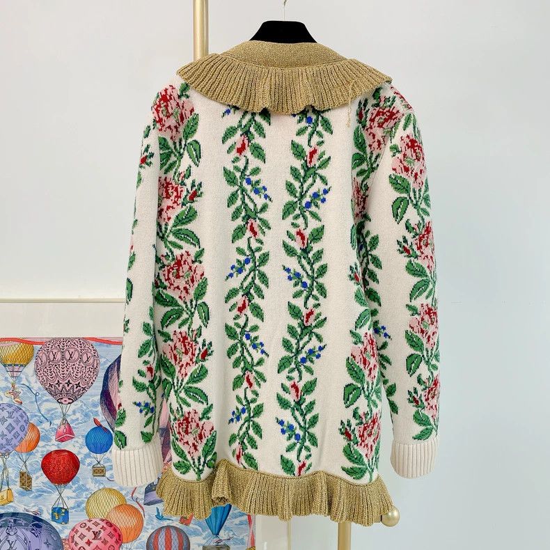Gucci Gucci Floral Ruffled Wool Cardi Coat- DMC Size US M / EU 48-50 / 2 - 2 Thumbnail