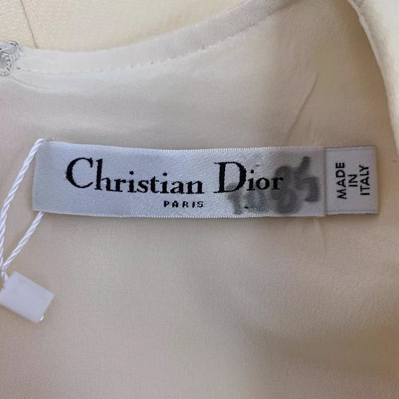 Dior Christian Dior Beige Wool V-Neck Dress- DMC Size L / US 10 / IT 46 - 5 Thumbnail