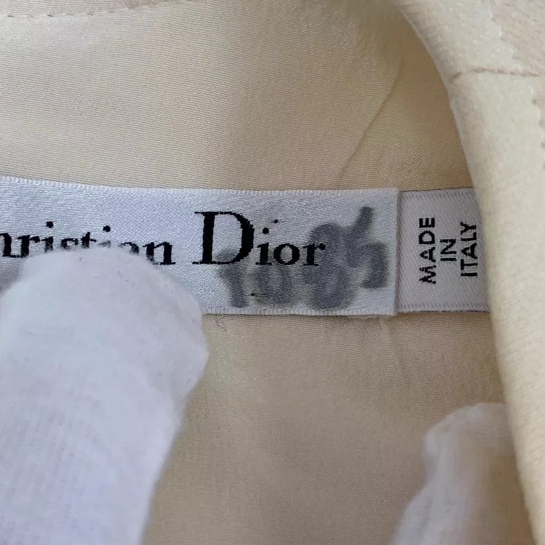 Dior Christian Dior Beige Wool V-Neck Dress- DMC Size L / US 10 / IT 46 - 9 Thumbnail