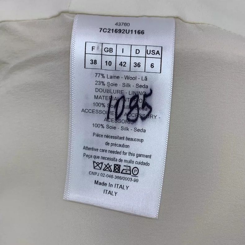 Dior Christian Dior Beige Wool V-Neck Dress- DMC Size L / US 10 / IT 46 - 6 Thumbnail