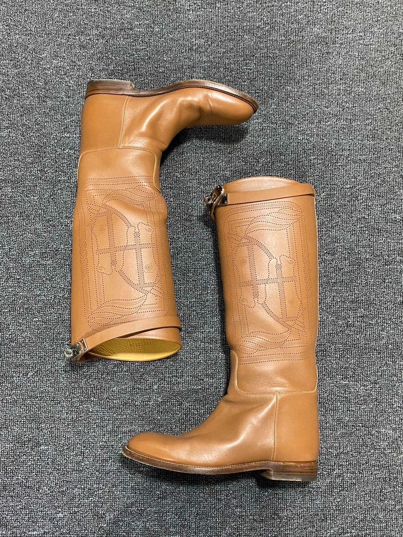 Hermes Long Shaft Boots with Kelly Buckle Design Size US 7 / IT 37 - 3 Thumbnail