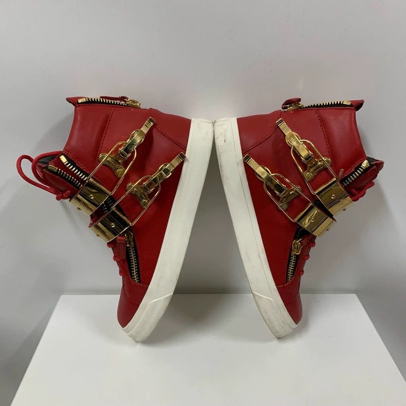 Giuseppe Zanotti Giuseppe Zanotti Red Sneakers with Gold Accents Size US 8 / IT 38 - 4 Thumbnail