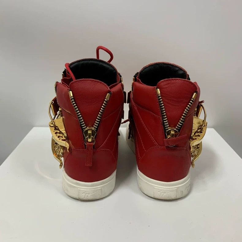 Giuseppe Zanotti Giuseppe Zanotti Red Sneakers with Gold Accents Size US 8 / IT 38 - 6 Thumbnail