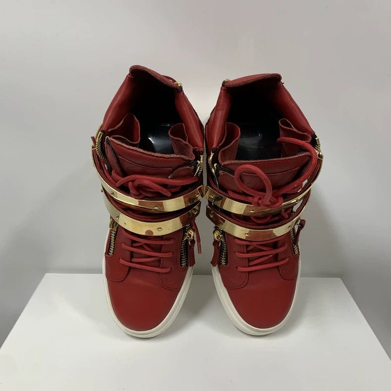 Giuseppe Zanotti Giuseppe Zanotti Red Sneakers with Gold Accents Size US 8 / IT 38 - 3 Thumbnail