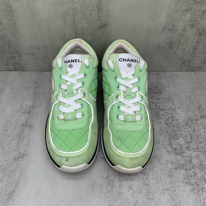 Chanel Chanel Green Diamond Pattern Sneakers Size 38 Size US 8 / EU 41 - 3 Thumbnail