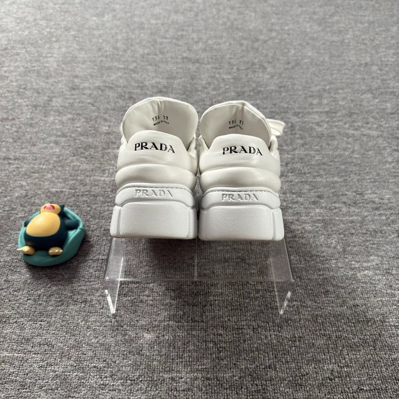 Prada Prada White Triangle Logo Sneakers Size US 8 / IT 38 - 3 Thumbnail