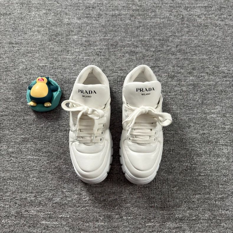 Prada Prada White Triangle Logo Sneakers Size US 8 / IT 38 - 2 Thumbnail