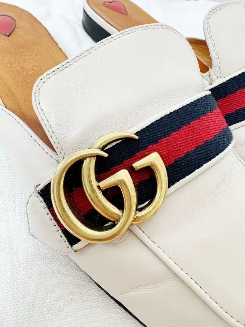 Gucci Gucci White Leather Slides with Strap Size US 8 / IT 38 - 2 Thumbnail