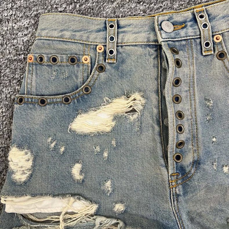 Gucci Gucci Distressed Denim Shorts with Metal Details- DMC Size US 31 - 4 Thumbnail
