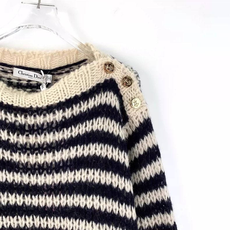 Dior **Christian Dior Striped Knit Long Sleeve Sweater** Size XXS / US 00 / IT 34 - 3 Thumbnail